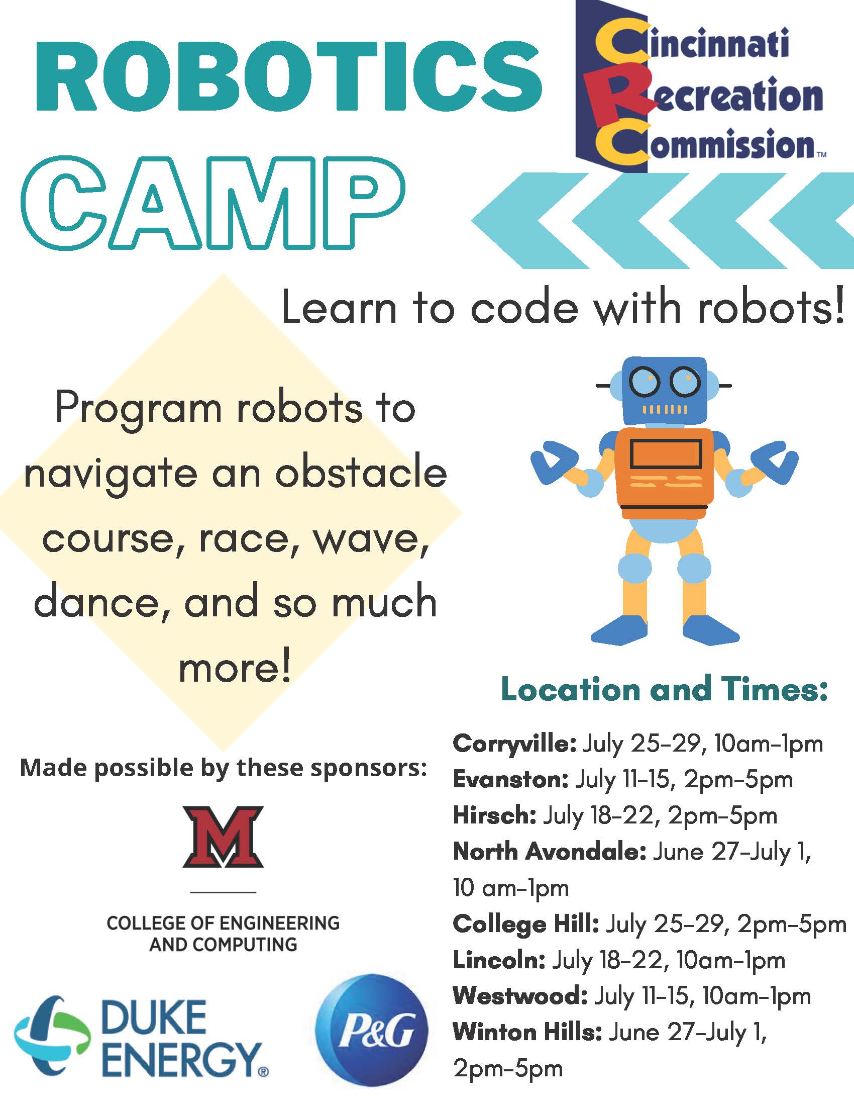 Robotics Camp Cincinnati Recreation Commission